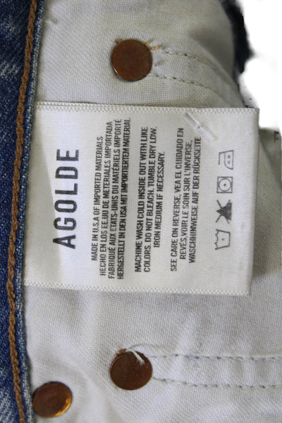 Agolde Womens Cropped Straight Jeans Light Blue High Rise 100% Cotton Size 25