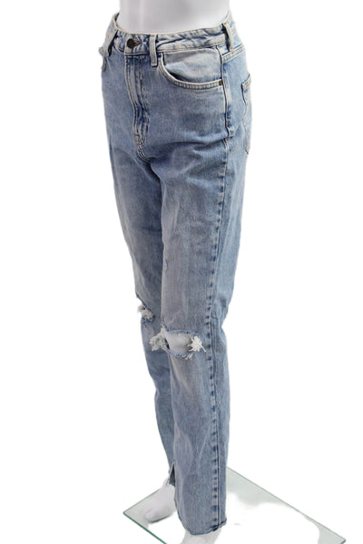 Zara Womens Boyfriend Straight High Rise Light Blue Denim Jeans Size 4