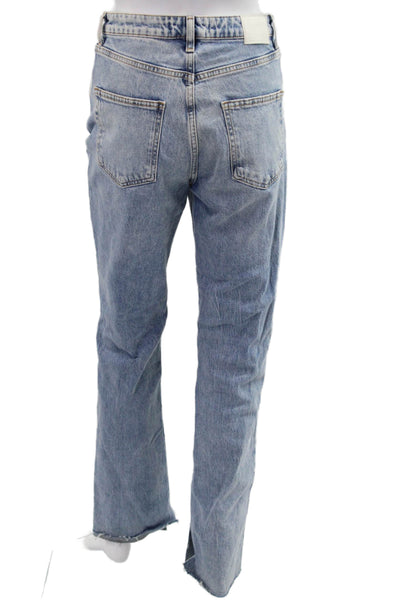 Zara Womens Boyfriend Straight High Rise Light Blue Denim Jeans Size 4