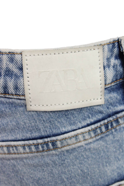 Zara Womens Boyfriend Straight High Rise Light Blue Denim Jeans Size 4