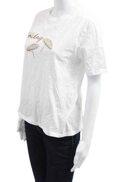 Kule Women Basic Graphic Short Sleeve Organic Cotton T Shirt White Size S