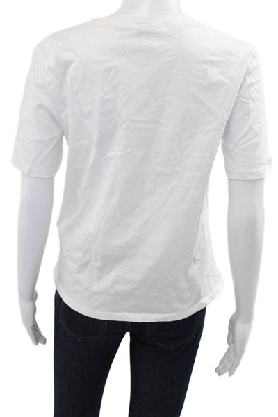 Kule Women Basic Graphic Short Sleeve Organic Cotton T Shirt White Size S