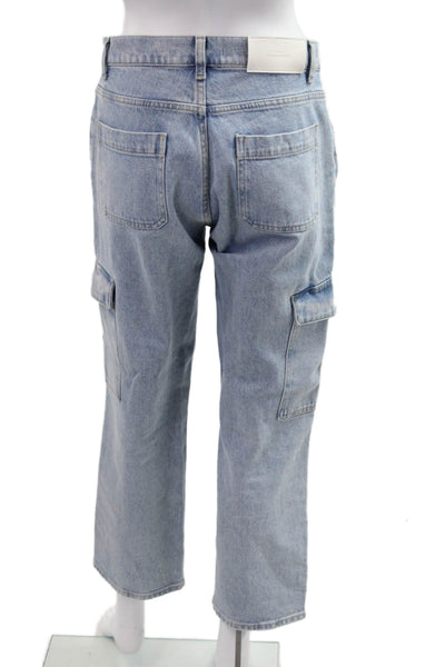 7 For All Mankind Womens Light Blue Cropped Straight High Rise Jeans Size 26
