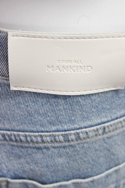 7 For All Mankind Womens Light Blue Cropped Straight High Rise Jeans Size 26