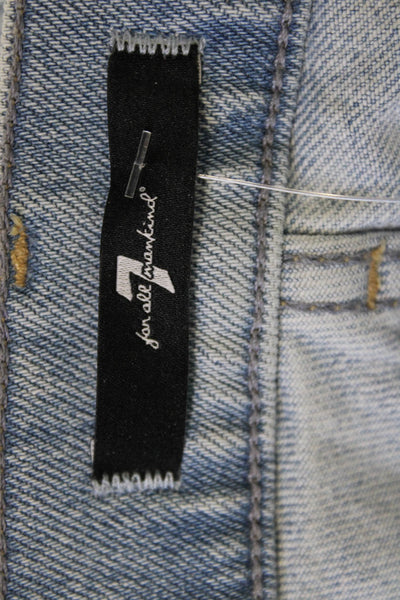 7 For All Mankind Womens Light Blue Cropped Straight High Rise Jeans Size 26