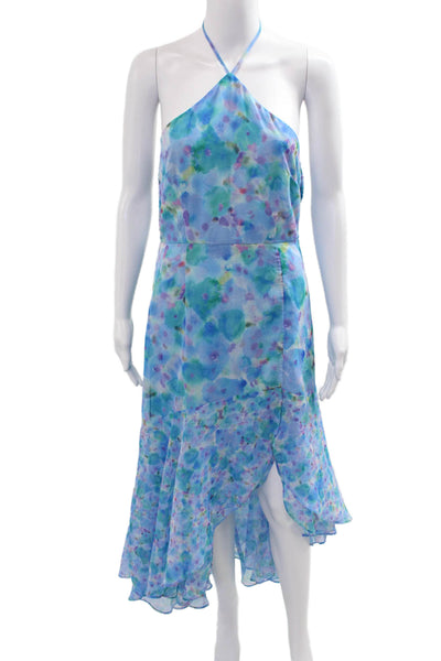 French Connection Women Floral Blue Slip Sundress Sleeveless Mid-Calf Size 4