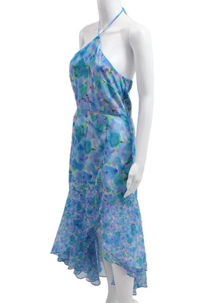 French Connection Women Floral Blue Slip Sundress Sleeveless Mid-Calf Size 4