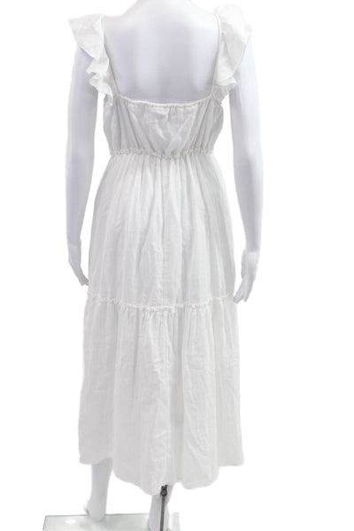 Drew Women Maxi Sundress White Sleeveless Square Neck Cotton Beach Size S