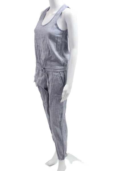 Theory Womens Sleeveless Scoop Neck Solid Linen Blend Jumpsuit Gray Size PP