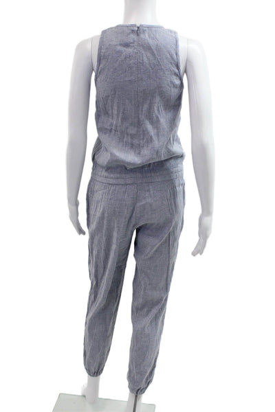 Theory Womens Sleeveless Scoop Neck Solid Linen Blend Jumpsuit Gray Size PP