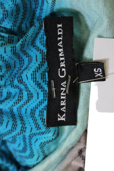 Karina Grimaldi Women Blue Chevron Off Shoulder Sleeveless Jumpsuit Size XS