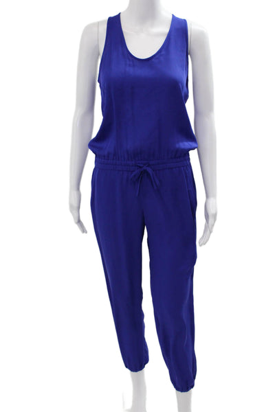 Theory Womens Silk Sleeveless Scoop Neck Jumpsuit Blue Size PP