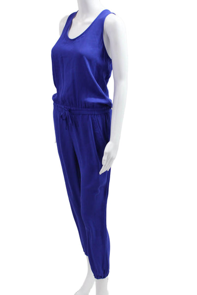 Theory Womens Silk Sleeveless Scoop Neck Jumpsuit Blue Size PP
