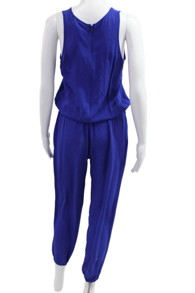 Theory Womens Silk Sleeveless Scoop Neck Jumpsuit Blue Size PP