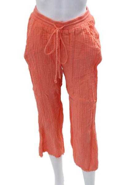 Michael Stars Women Sleeveless V Neck Solid Cotton Set Pants Orange Size XS