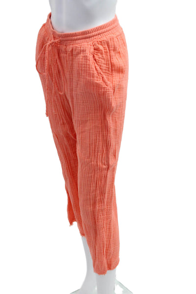 Michael Stars Women Sleeveless V Neck Solid Cotton Set Pants Orange Size XS