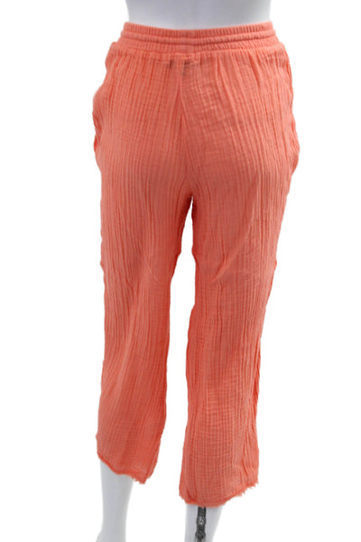 Michael Stars Women Sleeveless V Neck Solid Cotton Set Pants Orange Size XS