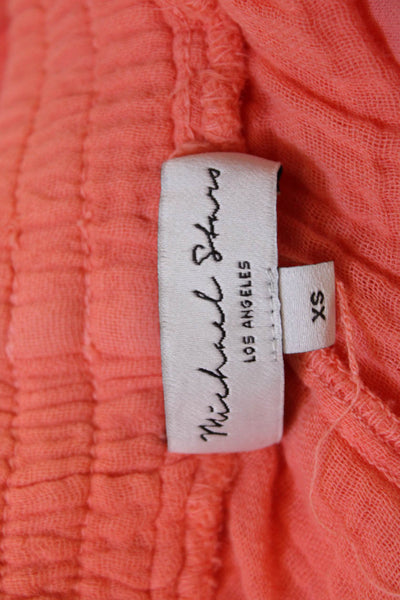 Michael Stars Women Sleeveless V Neck Solid Cotton Set Pants Orange Size XS
