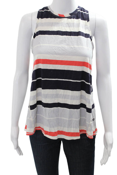 Lululemon Womens Dark Blue Striped Cotton Crew Neck Sleeveless Tank Size 4