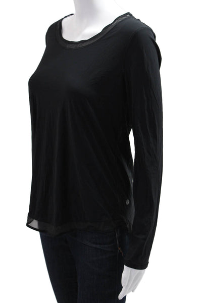 Lululemon Women Black Long Sleeve Nylon Round Neck Top Size 4