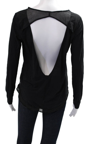Lululemon Women Black Long Sleeve Nylon Round Neck Top Size 4