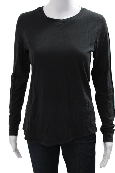 Lululemon Women Black Cotton Crew Neck Long Sleeve Basic T-Shirt Size 4