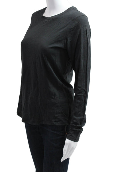 Lululemon Women Black Cotton Crew Neck Long Sleeve Basic T-Shirt Size 4