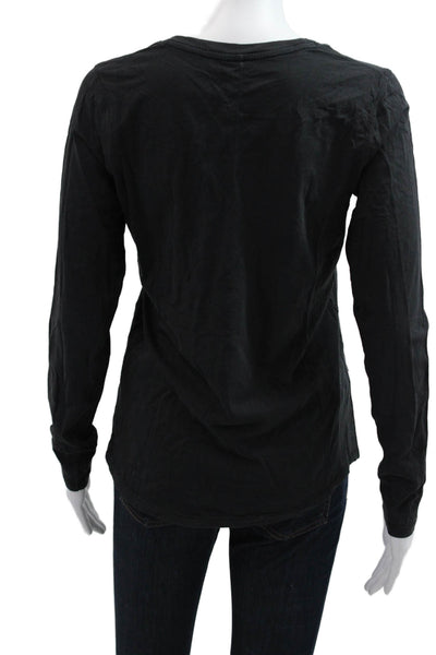 Lululemon Women Black Cotton Crew Neck Long Sleeve Basic T-Shirt Size 4