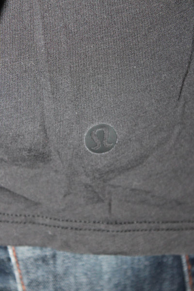 Lululemon Women Black Cotton Crew Neck Long Sleeve Basic T-Shirt Size 4
