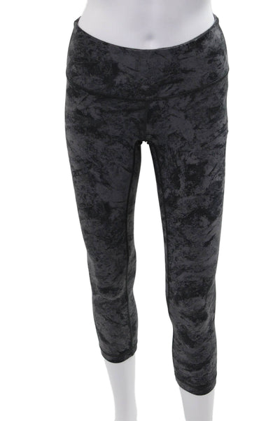 Lululemon Women Dark Gray Capri Cropped Nylon Leggings Fall Grunge Size 2