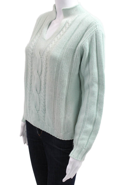 Maria Di Ripabianca Womens Cashmere Mockneck Pullover Light Blue Size 14