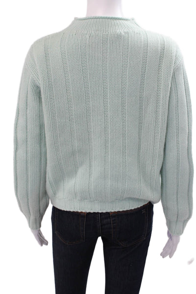 Maria Di Ripabianca Womens Cashmere Mockneck Pullover Light Blue Size 14