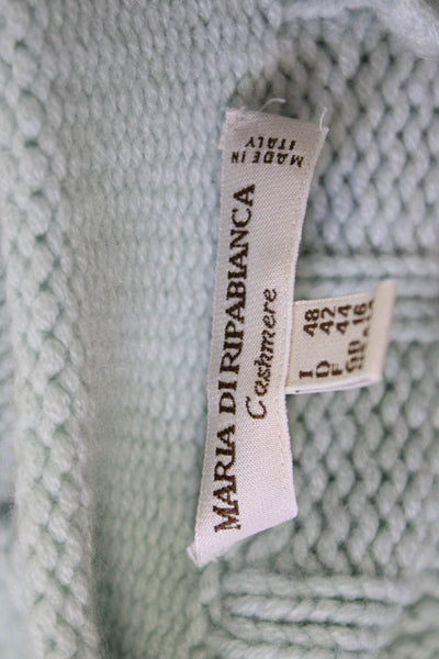 Maria Di Ripabianca Womens Cashmere Mockneck Pullover Light Blue Size 14