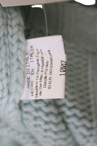 Maria Di Ripabianca Womens Cashmere Mockneck Pullover Light Blue Size 14