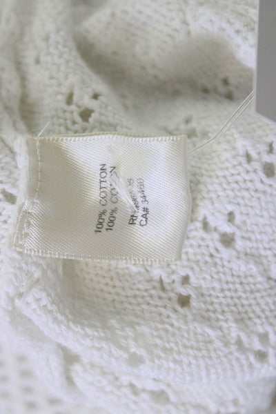 Rebecca Taylor Womens Pullover V-Neck Button Long Sleeve Cotton White Size L