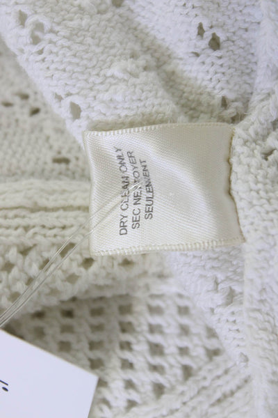 Rebecca Taylor Womens Pullover V-Neck Button Long Sleeve Cotton White Size L