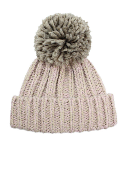 Portolano Womens Wool Blend Pom-pom Detail Beanie Hat Light Brown Size OS