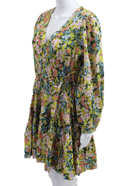 Cara Cara Women Fit & Flare Black Floral Cotton Dress Knee Length Size M