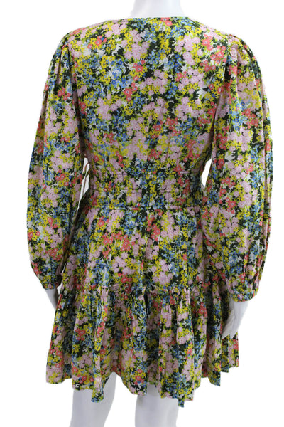 Cara Cara Women Fit & Flare Black Floral Cotton Dress Knee Length Size M