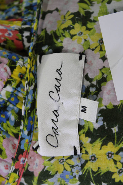 Cara Cara Women Fit & Flare Black Floral Cotton Dress Knee Length Size M