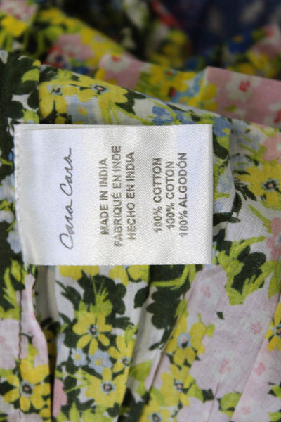 Cara Cara Women Fit & Flare Black Floral Cotton Dress Knee Length Size M
