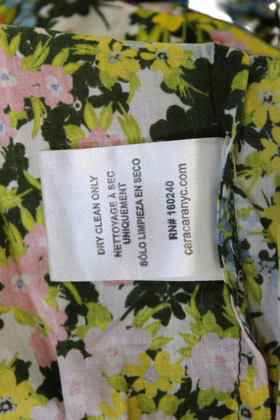 Cara Cara Women Fit & Flare Black Floral Cotton Dress Knee Length Size M