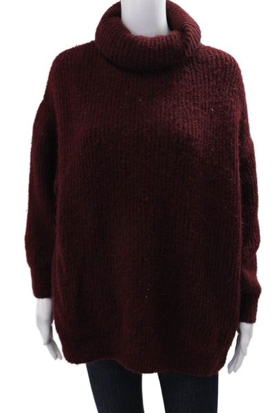 Zara Knit Women Pullover Turtleneck Sweater Red Acrylic Long Sleeve Size M