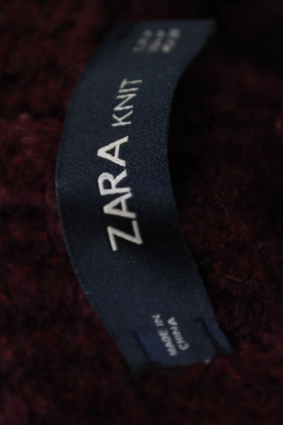 Zara Knit Women Pullover Turtleneck Sweater Red Acrylic Long Sleeve Size M