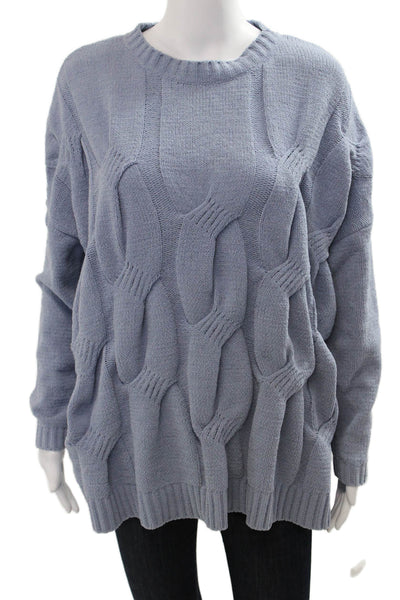 J. Jill Women Pullover Sweater Blue Crew Neck Polyester Long Sleeve Size M