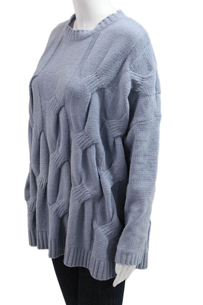 J. Jill Women Pullover Sweater Blue Crew Neck Polyester Long Sleeve Size M