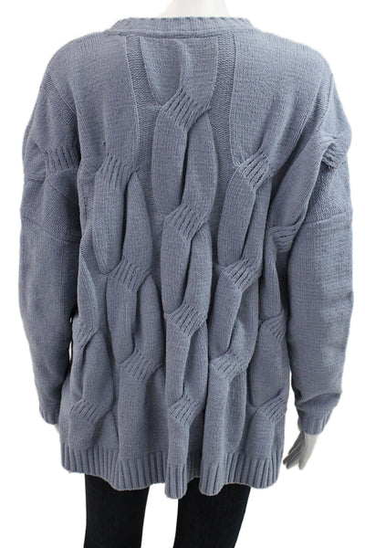 J. Jill Women Pullover Sweater Blue Crew Neck Polyester Long Sleeve Size M