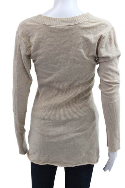 Twelfth Street by Cynthia Vincent Women Wool VNeck Button Cardigan Beige Size S