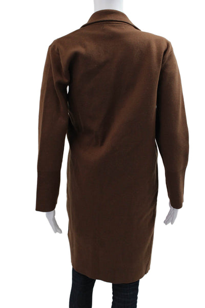 Anrabess Womens Brown Collared Overcoat Coatigan Long Sleeve Fall Size M