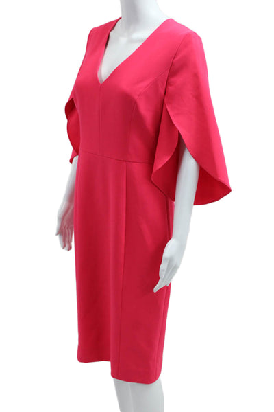 Milly Womens Sheath Dress Pink V-Neck Button Knee Length Designer Size 8